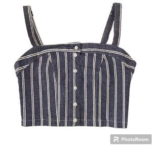 Brandy Melville Blue With White Stripes Cropped Tank Top